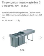 NOUVELLE poubelle encastrée Häfele 3x10l, Enlèvement ou Envoi, Neuf