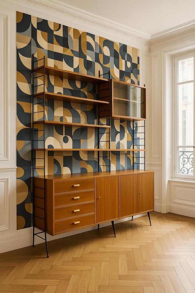 Modulair wandsysteem - schappen „Babette” - Möbelfabrik-60, Huis en Inrichting, Kasten | Boekenkasten, Gebruikt, 200 cm of meer