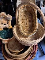 Rieten en tenen manden, allerlei mandjes, 1 lot, Huis en Inrichting, Mand, Ophalen of Verzenden, Zo goed als nieuw, Riet