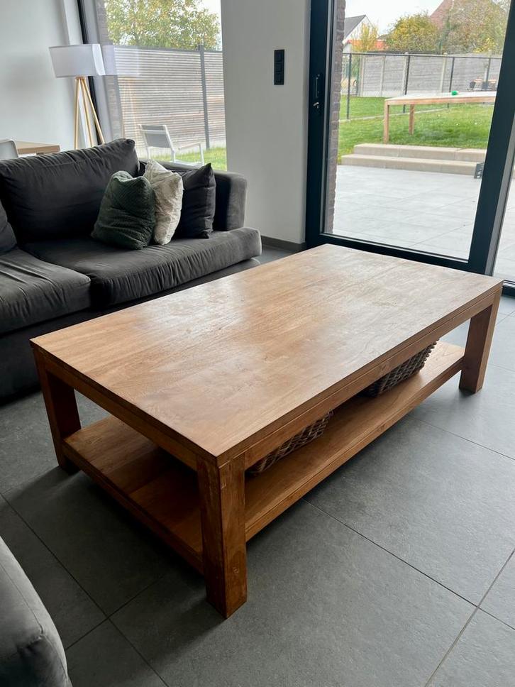 Massief teak salontafel L140 x B80 x H45, Huis en Inrichting, Tafels | Salontafels, Gebruikt, Minder dan 50 cm, 50 tot 100 cm