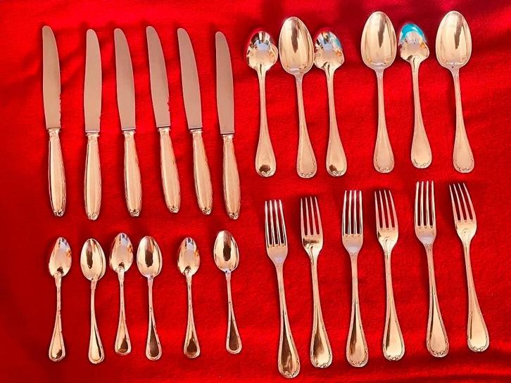 Set van 24 Christofle Ruban serviesbestek - Perfecte staat, Antiek en Kunst, Antiek | Bestek, Ophalen of Verzenden