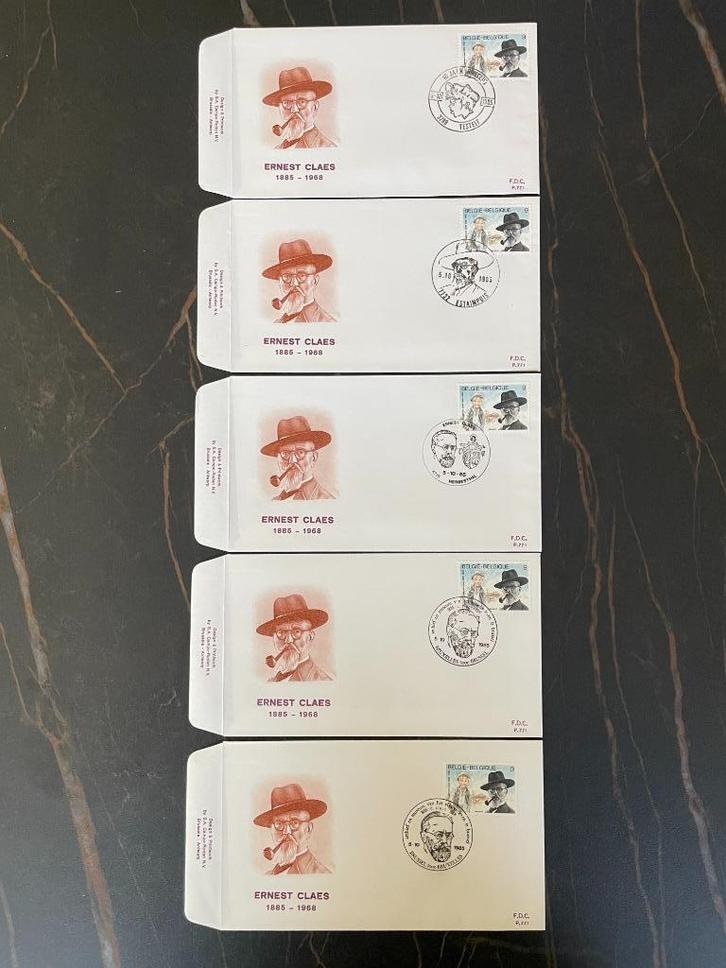 FDC enveloppe (5st) Ernest Claes: eerste dagstempel, Postzegels en Munten, Postzegels | Eerstedagenveloppen, Onbeschreven, Ophalen of Verzenden