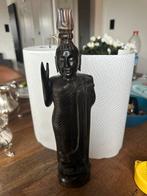 Massief houten budha beelf, Huis en Inrichting, Woonaccessoires | Boeddhabeelden, Ophalen of Verzenden, Zo goed als nieuw
