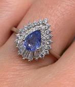 Prachtige sterling zilveren ring met natuurlijk tanzaniet, 18 tot 19, Wit, Nieuw, Ophalen of Verzenden