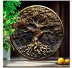 Wanddecoratie metalen bord Vintage Levensboom (20cm diameter, Huis en Inrichting, Ophalen of Verzenden, Nieuw