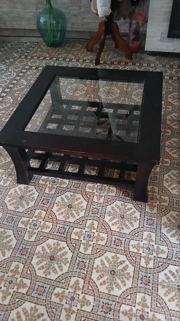 table de salon chene noir exotique de qualité 80x80x35 avec, Moins de 50 cm, 50 à 100 cm, Carré, Utilisé