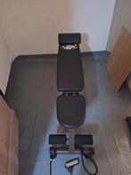 Verstelbare halterbank, met halterset en gewichten., Sport en Fitness, Ophalen, Gebruikt, Buik, Halterset