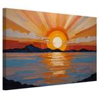Jugendstil zonsondergang canvas 60x40cm - 18mm., Huis en Inrichting, Nieuw, Verzenden