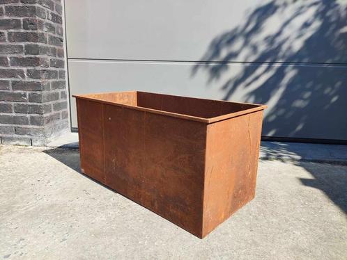 Bloembak Cortenstaal 80 x 40 x 40 - Met buitenrand en bodem, Tuin en Terras, Bloembakken en Plantenbakken, Nieuw, Metaal, Binnen