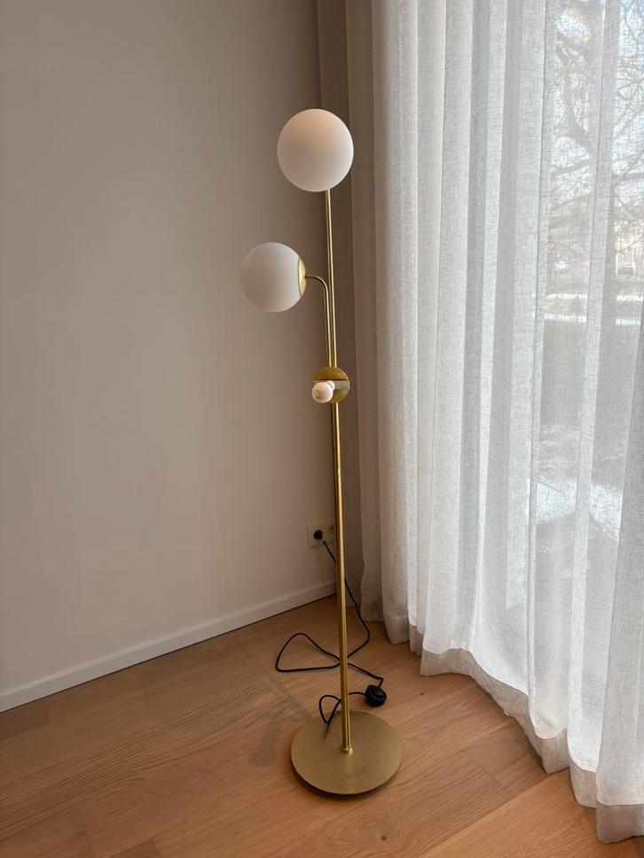 Retro staanlamp, Huis en Inrichting, Lampen | Vloerlampen, Gebruikt, 150 tot 200 cm, Glas, Metaal, Ophalen
