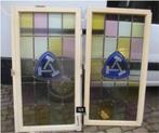 2 Grote Oude Ramen met Glas in Lood - 147x77, Ophalen