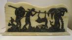 art deco half relief Afrikaanse jachtscene jagers S. Norga, Brons, Ophalen