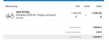 VAN RYSEL Racefiets EDR AF Ultegra wit/zwart beschikbaar voor biedingen