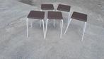 5 Tabourets avec dessus en simili cuir, Ophalen, Zo goed als nieuw, Leer