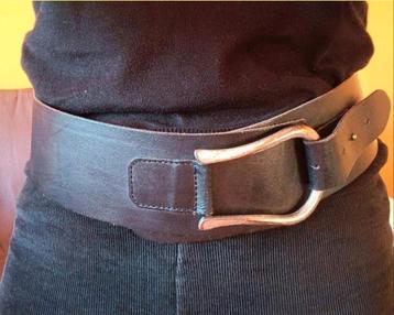 Large ceinture en cuir noire Petrol Red label 85cm