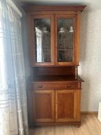 Antieke vitrinekast met mooie glasramen (zonder koffieservie, Huis en Inrichting, Kasten | Vitrinekasten, Ophalen, Gebruikt, 100 tot 150 cm