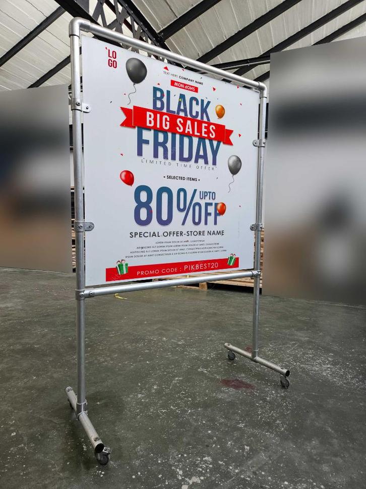 Mobiele zelfdragende framestructuur voor reclameborden, Doe-het-zelf en Bouw, Transportwagens, Gebruikt, Transportkar, Ophalen of Verzenden