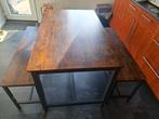 Industriele keukentafel met 2 banken, Huis en Inrichting, Ophalen