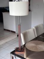 Lampe de table avec base en bois massif (foncé), Comme neuf, Landelijk, Tissus, Enlèvement ou Envoi