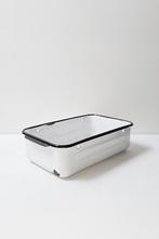 Rechthoekige emaille schaal - wit met zwarte rand, Antiek en Kunst, Ophalen of Verzenden