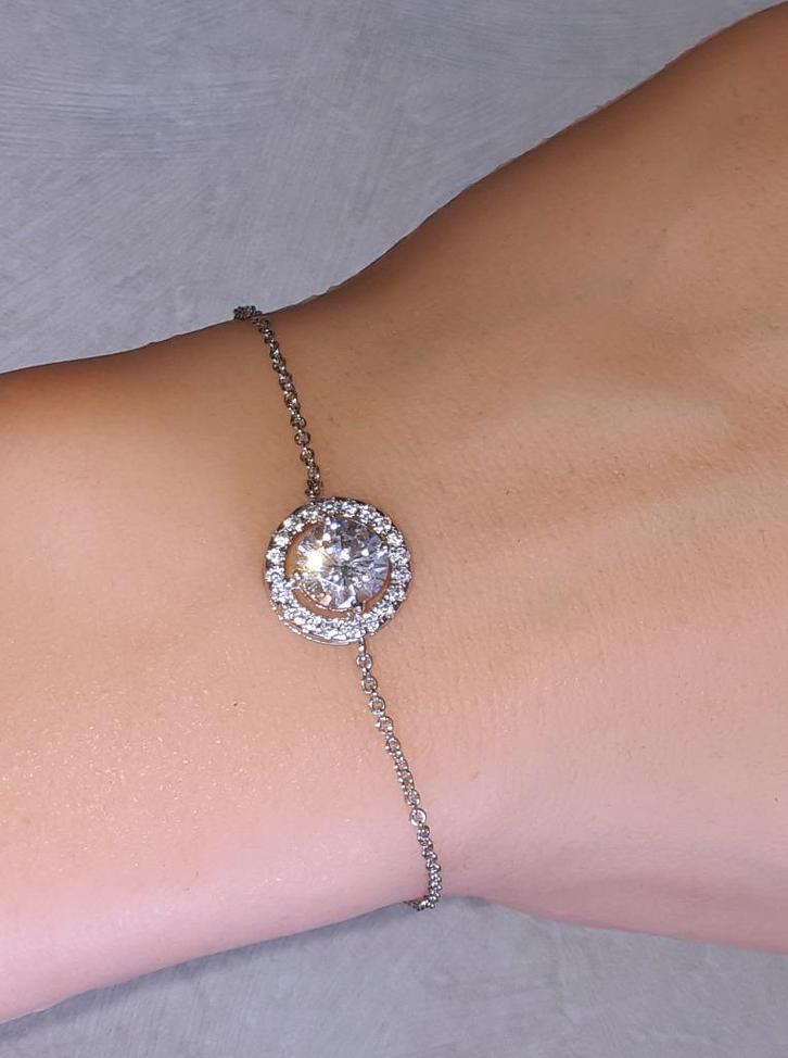 armband zilver met witte zirkonia Twice as Nice, Handtassen en Accessoires, Armbanden, Nieuw, Zilver, Zilver, Met kristal, Met strass