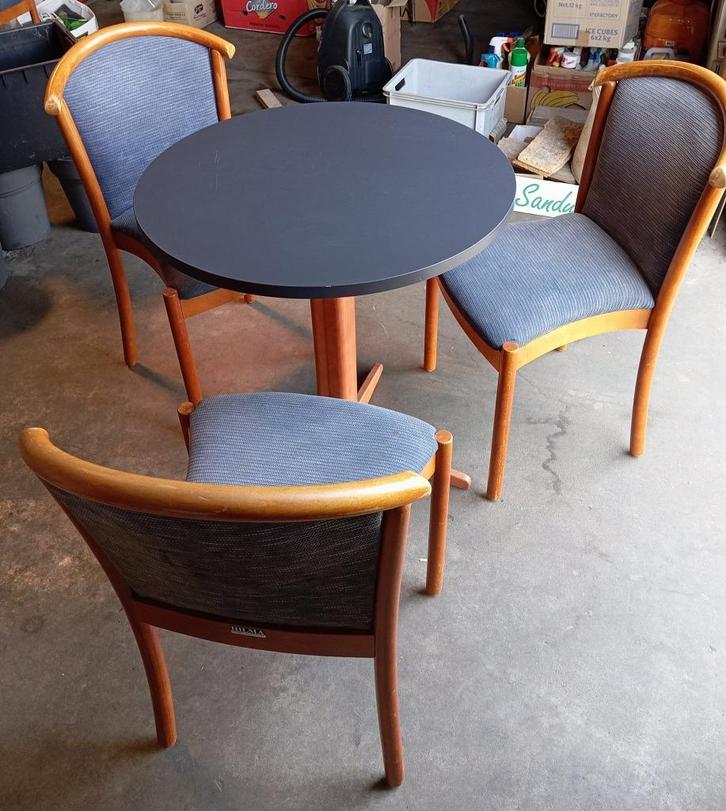 set van ronde tafel met 6 stoelen Hilma, Zakelijke goederen, Horeca | Meubilair en Inrichting, Meubilair, Gebruikt, Ophalen
