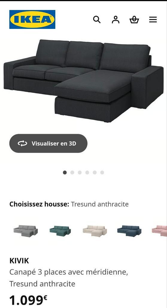 Canapé IKEA KIVIK avec méridienne – 1 an d’usage seulement, Maison & Meubles, Canapés | Sofas & Chaises Longues, Comme neuf, Enlèvement