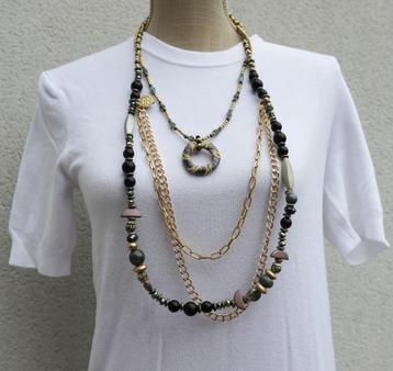 Gloednieuw! Mooie lange ketting goud zwart grijs beschikbaar voor biedingen