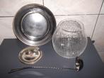 Glazen punchbowl in craquelé met verzilverd deksel, Collections, Porcelaine, Cristal & Couverts, Enlèvement, Argenté