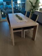 Eiken tafel 1m x 2,25m en zes stoelen eik/leer, Autres couleurs, Cuir, Comme neuf, Enlèvement