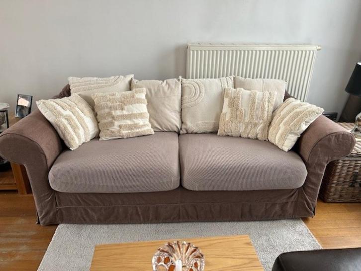 Salon - 2 delen, Huis en Inrichting, Zetels | Zetels, Gebruikt, Rechte bank, Driepersoons, 200 tot 250 cm, 75 tot 100 cm, Stof