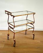 Antique Bar cart, Ophalen, Rond, Glas