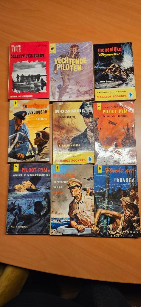 9 oorlogsboeken van Maraboe Pockets e.a in gelezen staat, Boeken, Avontuur en Actie, Gelezen, Ophalen of Verzenden