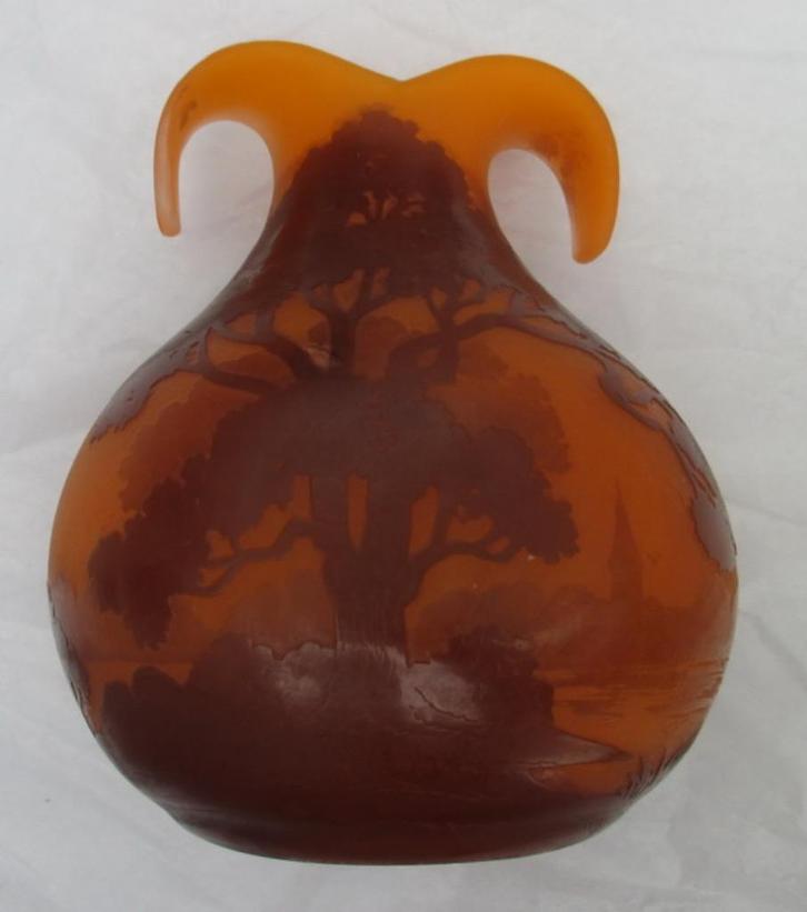 apart pate de verre vaas Delatte botanisch motief, Antiek en Kunst, Antiek | Glaswerk en Kristal, Verzenden