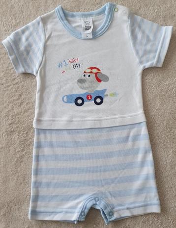 Combinaison courte blanc bleu ciel - T74 - Baby Club - NEUF beschikbaar voor biedingen
