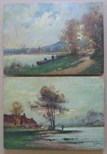 VIDAL / LOT 2 STUKS / LANDSCHAPPEN / OLIEVERF / 16x22cm SIG beschikbaar voor biedingen