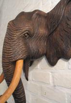 realistische grote houten Afrikaanse olifant, Antiek en Kunst, Ophalen