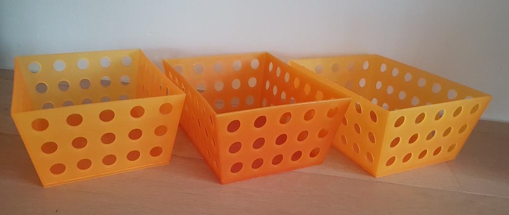 3 opbergbakjes (oranje), Ophalen of Verzenden, Zo goed als nieuw