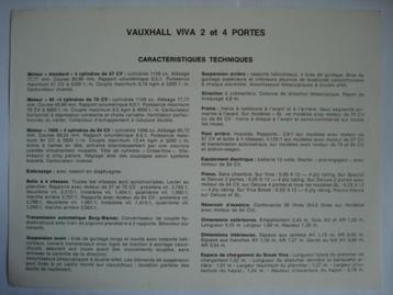 Vauxhall Viva HB spécifications 1968 Brochure Catalogue beschikbaar voor biedingen