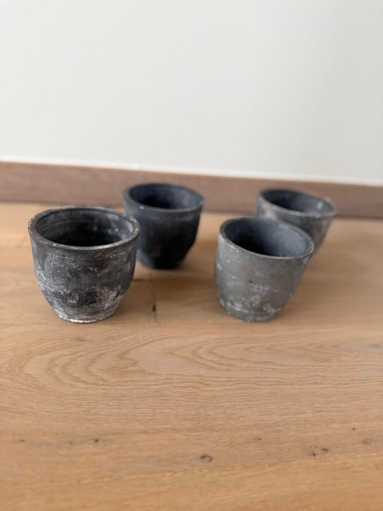 Set van 4 decoratieve potjes – betonlook, Enlèvement, Comme neuf