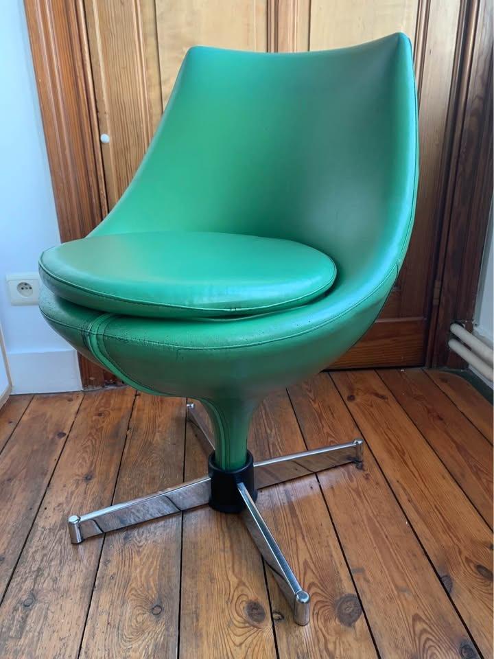 Polaris vintage design draaifauteuil groen kunstleer, Antiek en Kunst, Antiek | Meubels | Stoelen en Sofa's, Ophalen