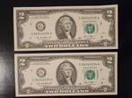 2 x 2 dollars USA set UNC 2013 jaar, Postzegels en Munten, Bankbiljetten | Amerika, Ophalen of Verzenden, Noord-Amerika, Setje