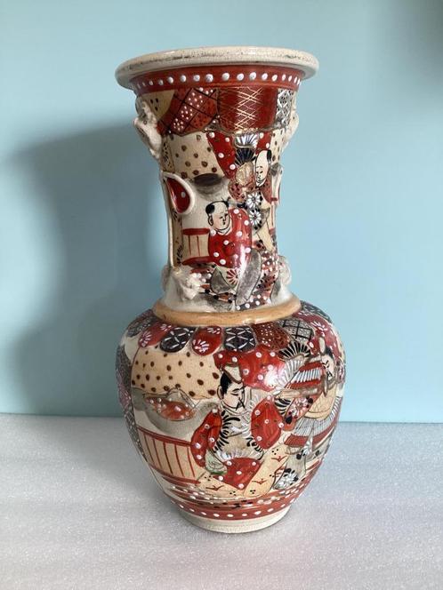 Vase en grès Satsuma. 076/Aa., Antiquités & Art, Antiquités | Céramique & Poterie, Enlèvement