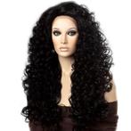Lace front pruik lang zwart haar vol volume met krullen mode, Nieuw, Pruik of Haarverlenging, Verzenden