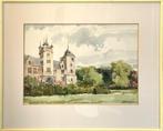 Schitterende aquarel – kasteel in groene omgeving - signed, Antiquités & Art, Art | Peinture | Moderne, Enlèvement ou Envoi