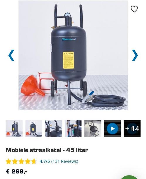 Straalketel + 50 kg straalgrit - zandstralen - luchtgommen, Doe-het-zelf en Bouw, Gereedschap | Overige machines, Gebruikt, Ophalen