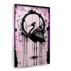 Peinture sur verre Banksy flamingo 60x90cm + système d'accro, 75 à 100 cm, Envoi, Création originale, 50 à 75 cm