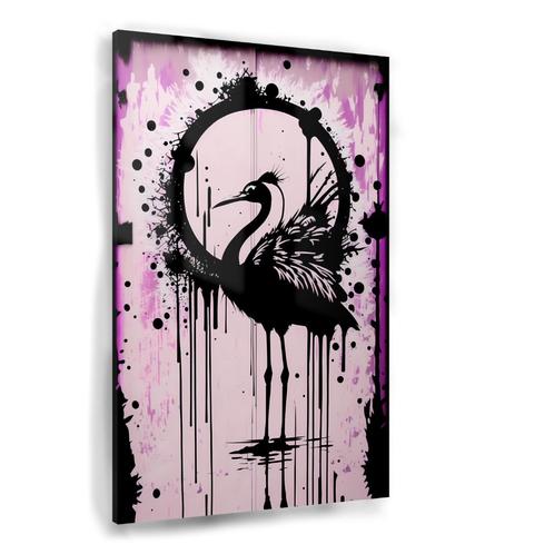 Banksy flamingo Glasschilderij 60x90cm + Ophangsysteem, Huis en Inrichting, Woonaccessoires | Schilderijen, Tekeningen en Foto's