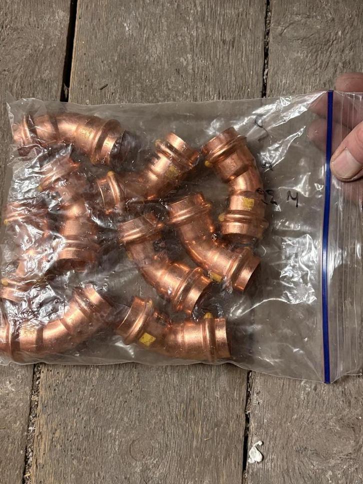 Koper gas en aqua persstukken en mapress, Doe-het-zelf en Bouw, Buizen en Afvoer, Nieuw, Bochten, Overige materialen, 20 tot 40 mm