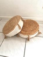 Pouf en jute 2 pièces - coussin de sol, Maison & Meubles, Canapés | Repose-pieds & Poufs, Enlèvement ou Envoi, Bohemian - boho